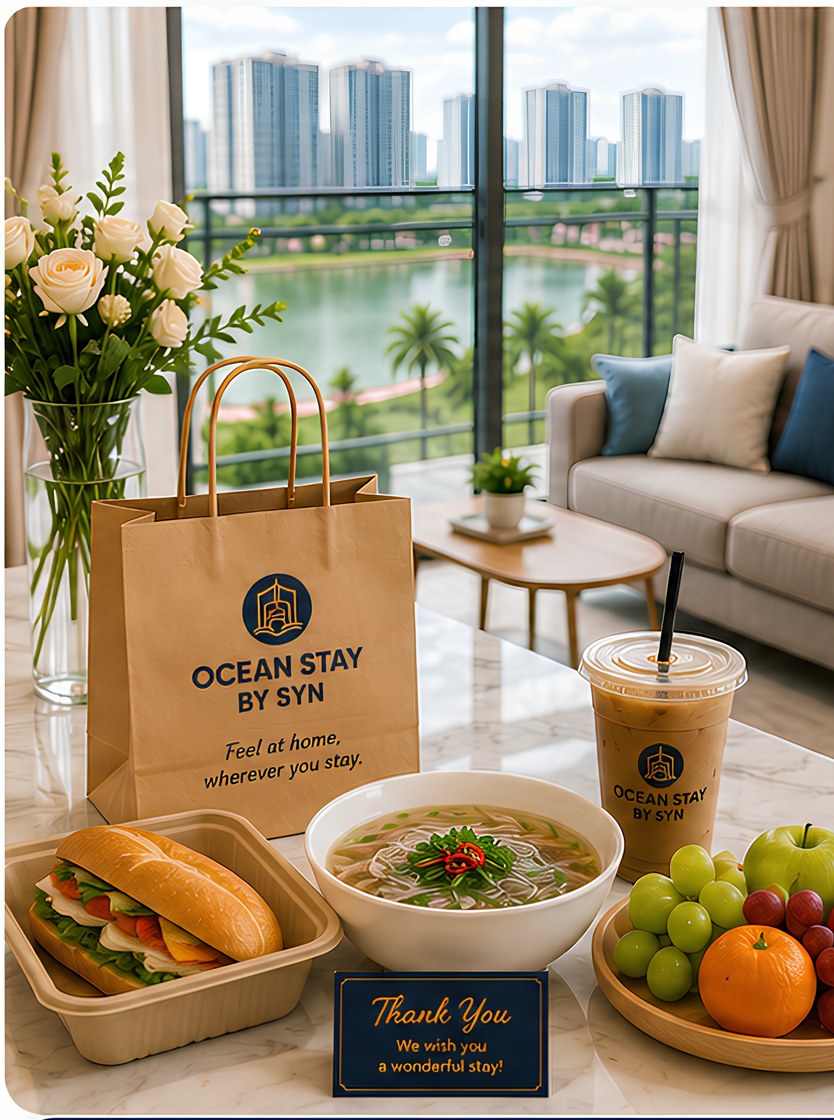 A Phở, bánh mì and iced coffee order delivered to an Ocean Stay apartment